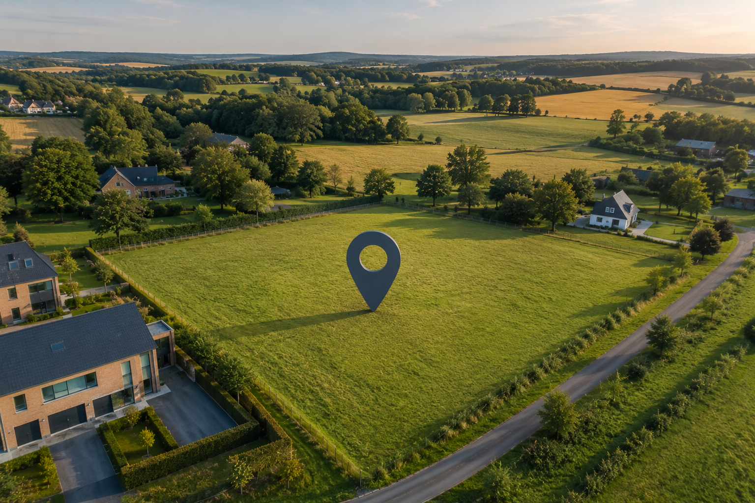 Terrain avec pin de localisation